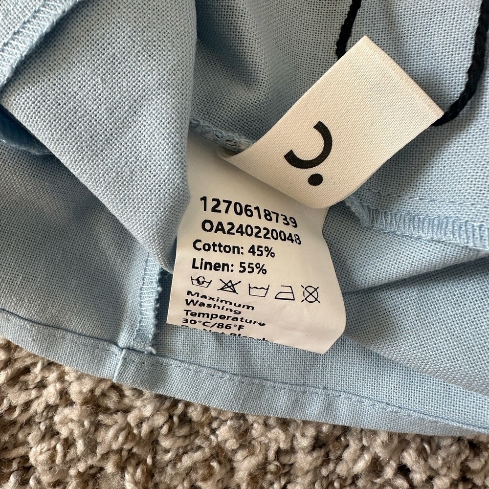 Commense Linen Blend Light Blue Two Piece Set - Picture 8 of 9